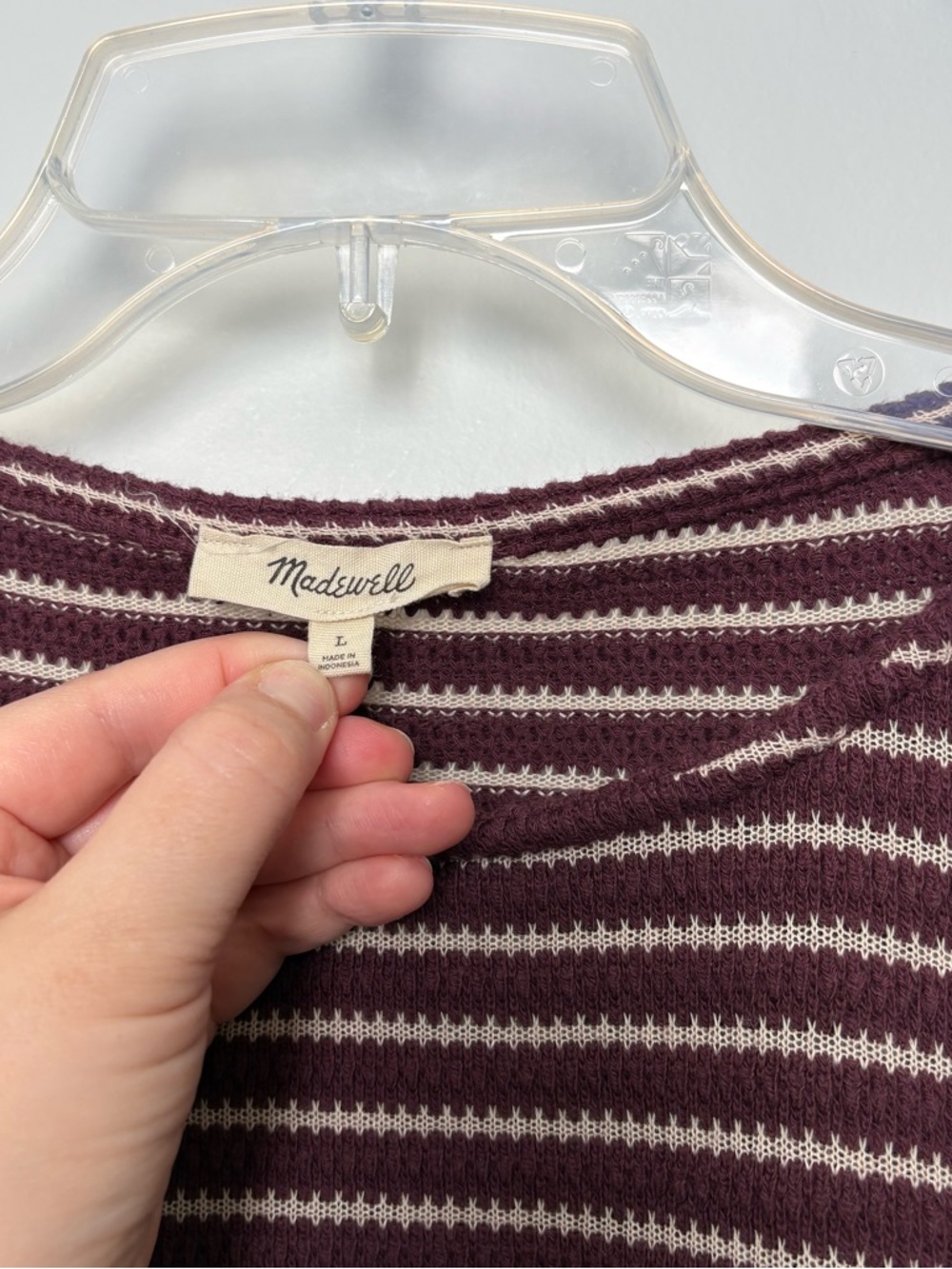 🌟Madewell Stripe Embroidered Boxy Knit Plum T-Shirt - Picture 2 of 6